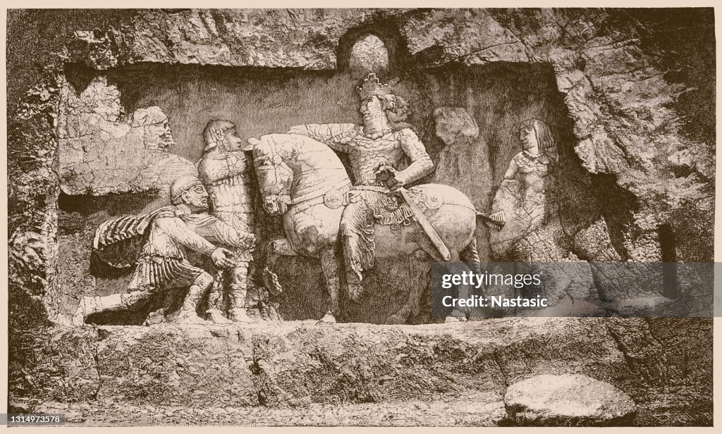 Valerian at the feet of Sapor, Royal Tombs at Naksh-I-Rustem, Persepolis, Iran