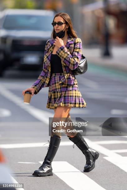 Irina Shayk is seen in the West Village on April 28, 2021 in New York City.