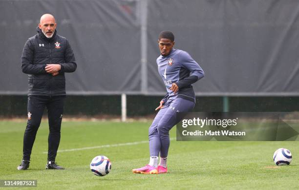 Kayne Ramsay during a Southampton FC training session at the Staplewood Campus on April 28, 2021 in Southampton, England.