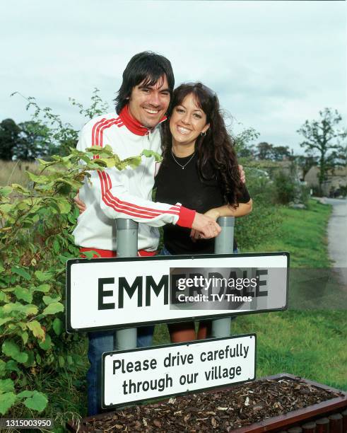 Emmerdale's 30th Anniversary: TV / soap characters Cain Dingle played by Jeff Hordley and Tricia Stokes / Dingle played by Sheree Murphy, circa 2002.