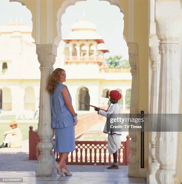 Actress Geraldine James, known for her role as Sarah Layton in historical drama series The Jewel In The Crown, photographed in India, circa 1984.