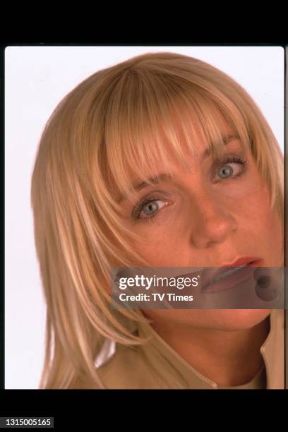 Studio shot of television actress Michelle Collins, from the series Daylight Robbery, circa 1999.