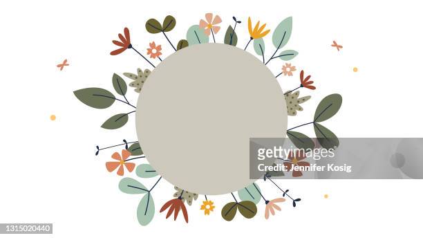 autumn flower frame with copy space - firefly stock illustrations