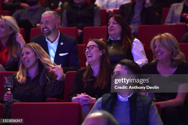 The audience reacts as comedian Kiri Pritchard-McLean performs during a comedy test event at ACC Liverpool on April 28, 2021 in Liverpool, England....