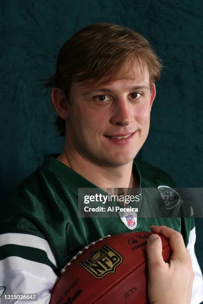 Quarterback Chad Pennington of the New York Jets appears in a portrait taken at the team's Training Complex on April 19, 2005 in Hempstead, New York.