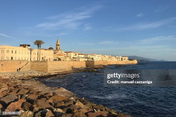 seafront bastion in alghero - alghero stock pictures, royalty-free photos & images