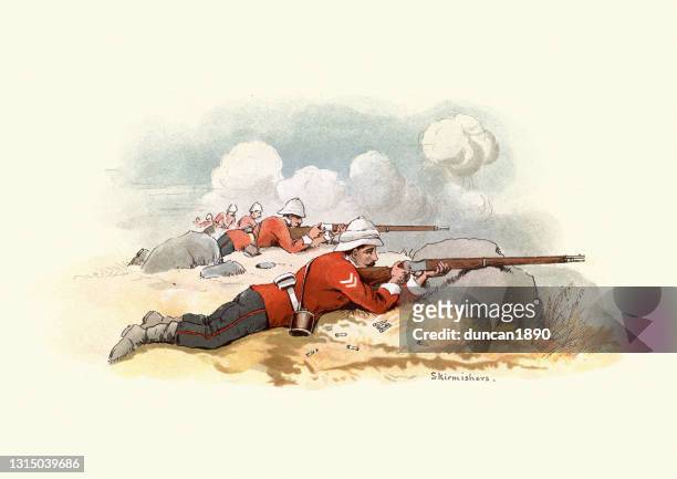 ilustrações, clipart, desenhos animados e ícones de escaramuças, soldados do 24º regimento de pé, exército britânico vitoriano - army helmet