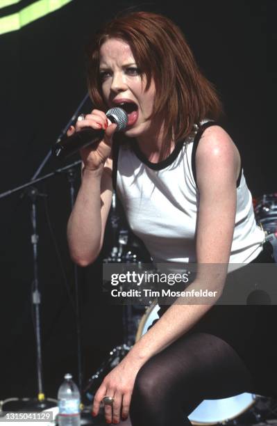 Shirley Manson of Garbage performs during Live 105's BFD at Shoreline Amphitheatre on June 14, 1996 in Mountain View, California.