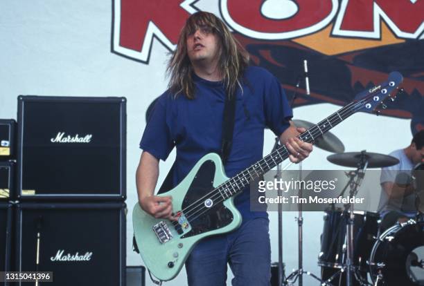 Robby Takac of Goo Goo Dolls performs at Shoreline Amphitheatre on August 1, 1996 in Mountain View, California.
