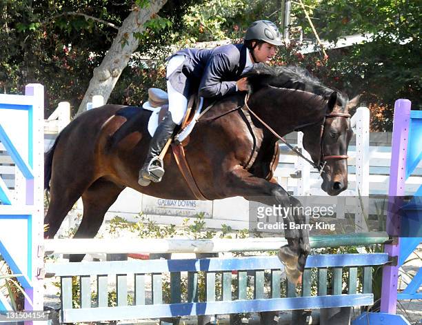 Elite Equestrian Rider Nick Haness rides his horse Ned during a photo shoot on July 5, 2010 in Silverado, California.
