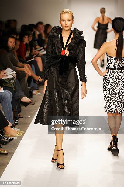 Model wearing Juan Carlos Obando Spring 2006 during Mercedes-Benz Spring 2006 L.A. Fashion Week at Smashbox Studios - Juan Carlos Obando - Runway at...