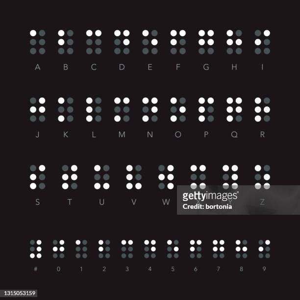 braille-alphabet und numerisches set - englisch unterricht stock-grafiken, -clipart, -cartoons und -symbole