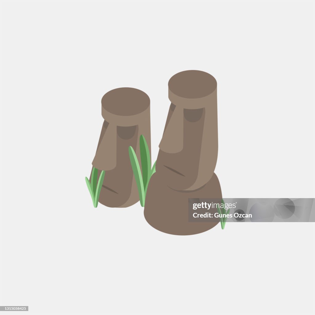 Isometric Easter Island Statues - Isometric Moai Figures