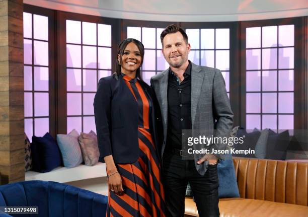 Candace Owens and Dave Rubin are seen on the set of "Candace" on April 28, 2021 in Nashville, Tennessee. The show will air on Friday, April 30, 2021.