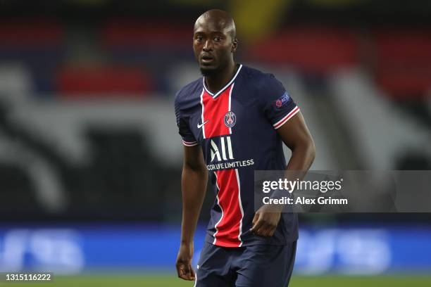 Danilo Pereira of Paris Saint-Germain reacts during the UEFA Champions League Semi Final First Leg match between Paris Saint-Germain and Manchester...