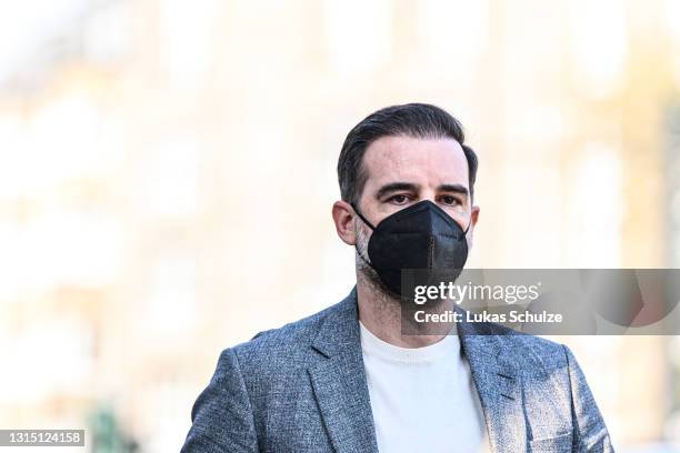 Former professional football player Christoph Metzelder arrives for the first day of his trial on charges of possessing and distributing child...