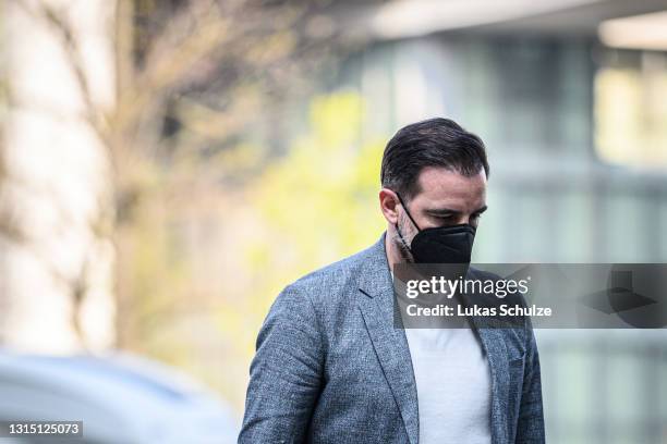 Former professional football player Christoph Metzelder arrives for the first day of his trial on charges of possessing and distributing child...