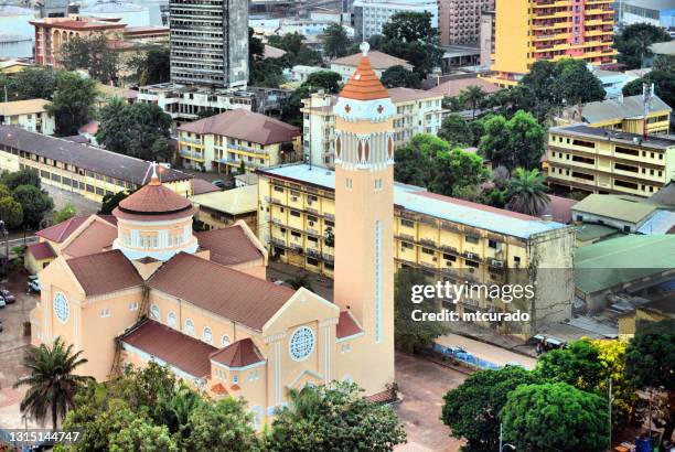 saint mary's cathedral - seen from above, downtown conakry, guinea - conakry imagens e fotografias de stock