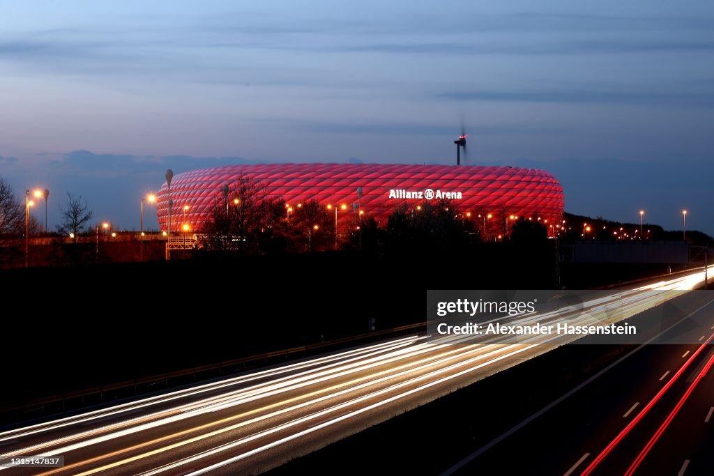 Allianz Arena Munich Seen During The Blue Hour
