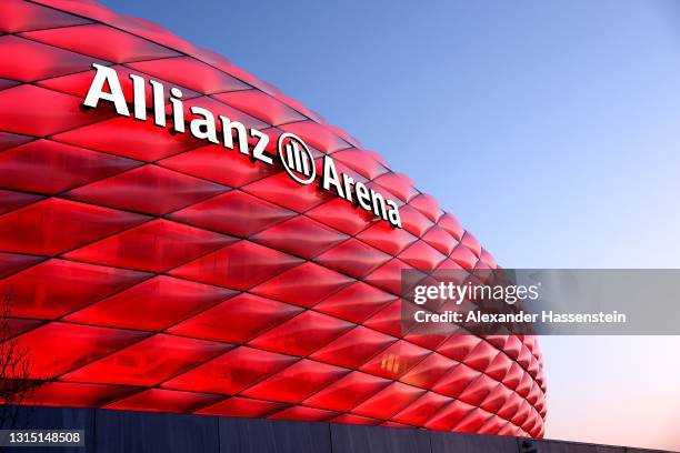 General view at Allianz Arena on April 28, 2021 in Munich, Germany.