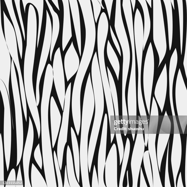 abstract black and white fur style flowing stripe texture pattern background - fur texture stock illustrations