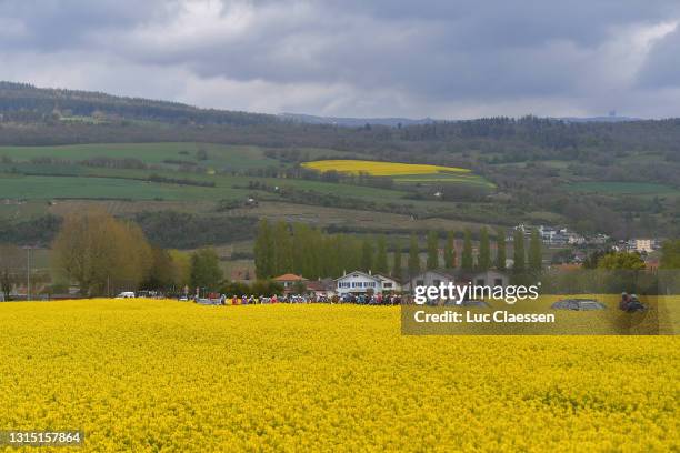 The Peloton at start in La Neuveville Village during the 74th Tour De Romandie 2021, Stage 2 a 165,7km stage from La Neuveville to Saint-Imier /...