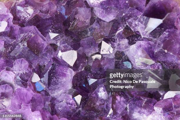 full frame shot of purple amethyst crystals - amethyst stock pictures, royalty-free photos & images