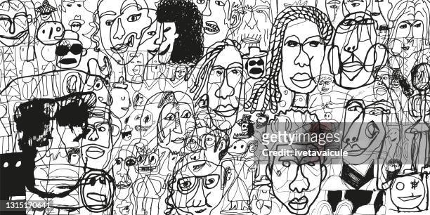 alle arten von menschen - black white faces stock-grafiken, -clipart, -cartoons und -symbole