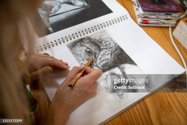 drawing in the sketchpad - sketch pad stock pictures, royalty-free photos & images