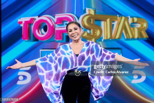 Isabel Pantoja attends 'Top Star ¿Cuanto Vale Tu Voz?' photocall at Mediaset Studios on April 29, 2021 in Madrid, Spain.