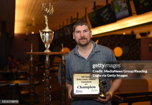 Guy Porr takes first in the 45th annual Berks Amateur bowling tournament Sunday at Berks Lanes. 1/29/2017 Berks Amateur Bowling 2017 Photo by Lauren...