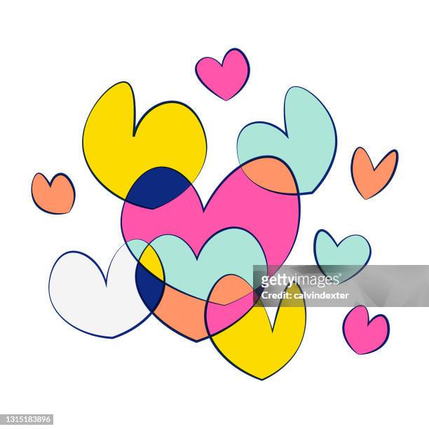 valentine's day heart shapes - i love you card stock illustrations
