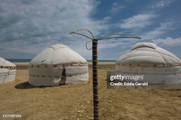 aral sea - yurt stock pictures, royalty-free photos & images