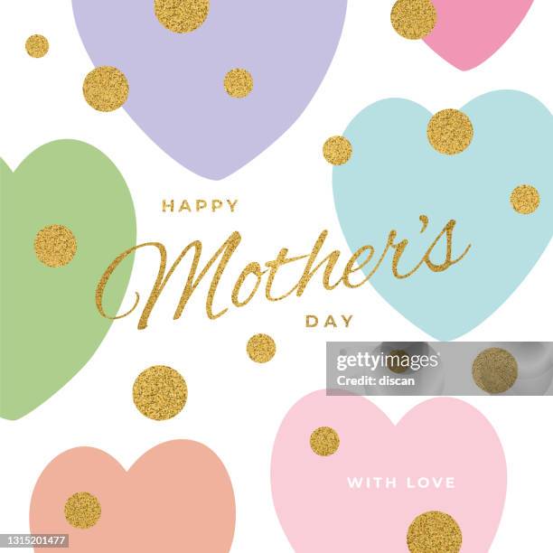 stockillustraties, clipart, cartoons en iconen met de groetenkaart van de dag van de moeder met abstracte harten. fijne moederdag. - happy mother's day