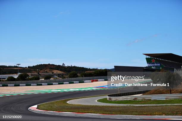 General view of the circuit during previews ahead of the F1 Grand Prix of Portugal at Autodromo Internacional Do Algarve on April 29, 2021 in...