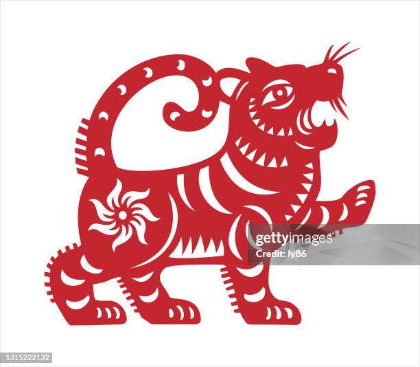 ilustrações de stock, clip art, desenhos animados e ícones de tiger, papercut tiger, chinese zodiac, year of the tiger - vietnam