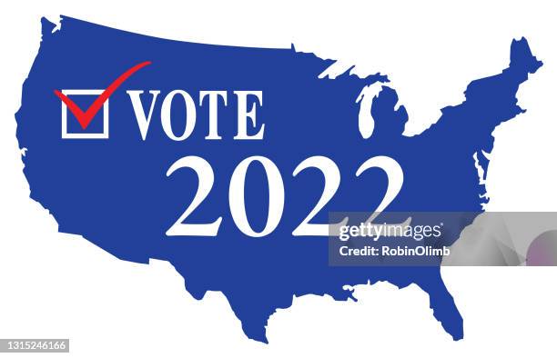 vote check box 2022 usa map - franchise stock illustrations