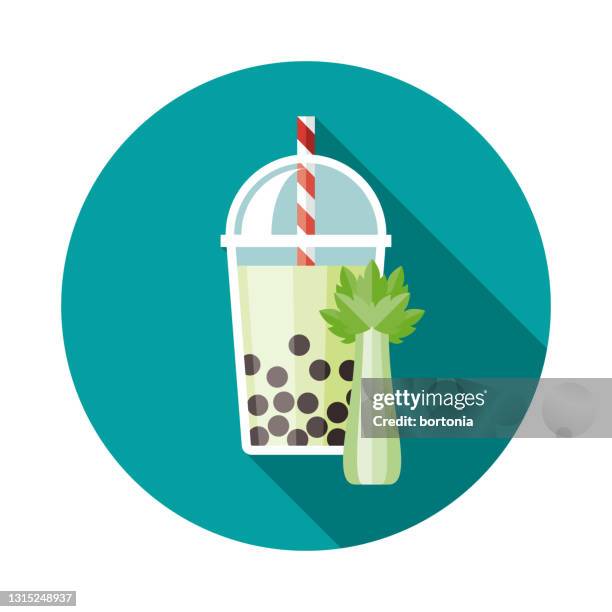 celery bubble tea flavor icon - bubble tea stock illustrations