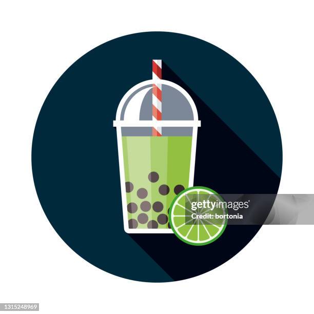lime bubble tea flavor icon - bubble tea stock illustrations