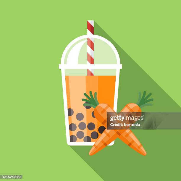 karotten-bubble-tee-geschmack-symbol - vegetable juice stock-grafiken, -clipart, -cartoons und -symbole