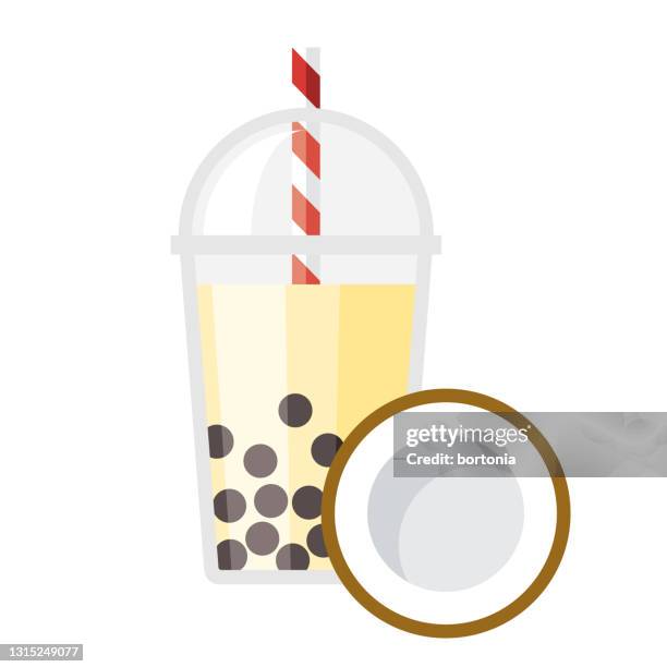 coconut bubble tea flavor icon - bubble tea stock illustrations