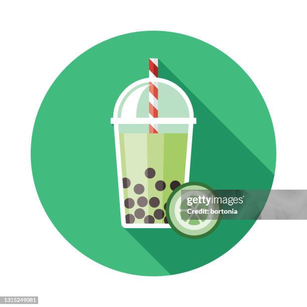 cucumber bubble tea flavor icon - bubble tea stock illustrations