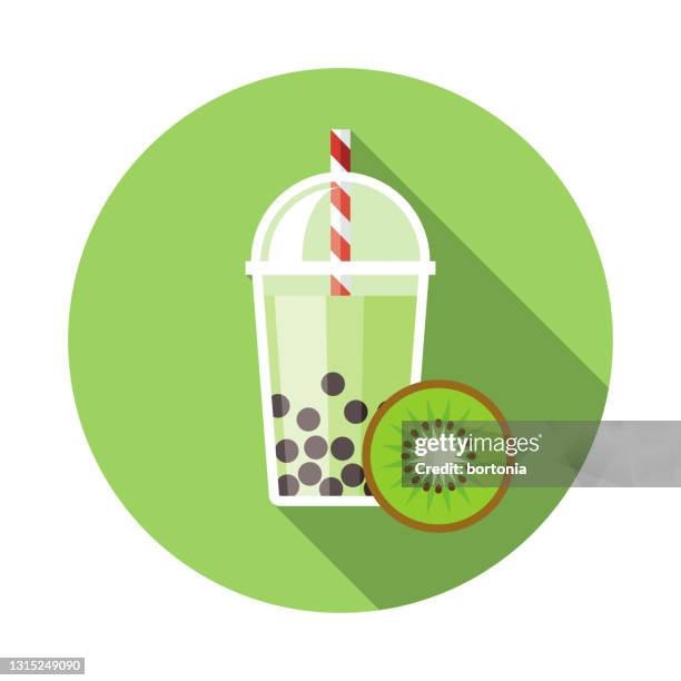 kiwi bubble tea flavor icon - bubble tea stock illustrations