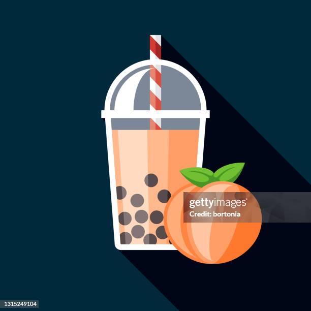peach bubble tea flavor icon - bubble tea stock illustrations