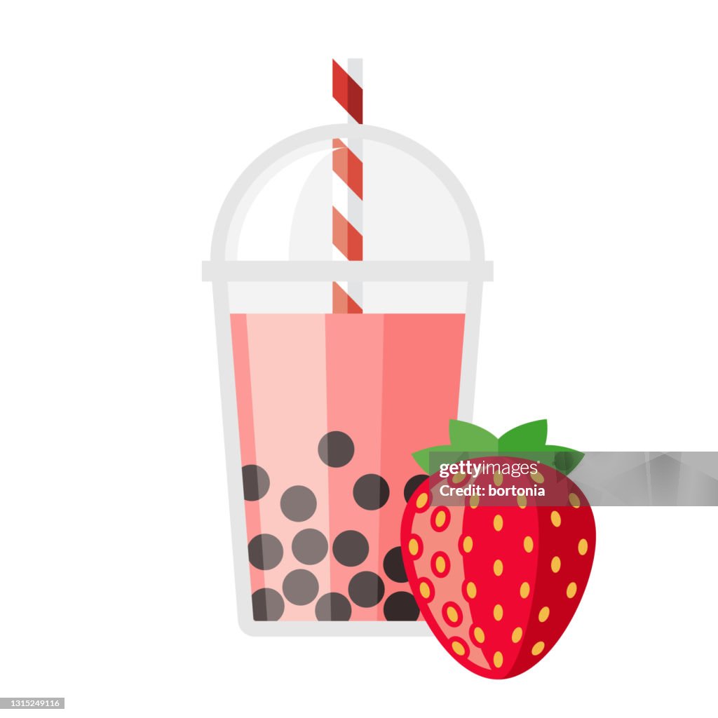 Strawberry Bubble Tea Flavor Icon