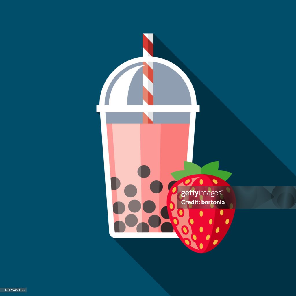 Erdbeere Bubble Tee Geschmack Icon