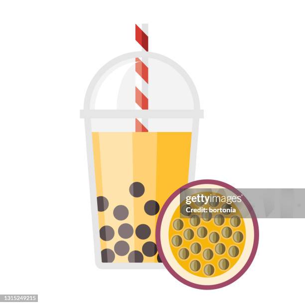 passion fruit bubble tea flavor icon - passion fruit juice stock illustrations