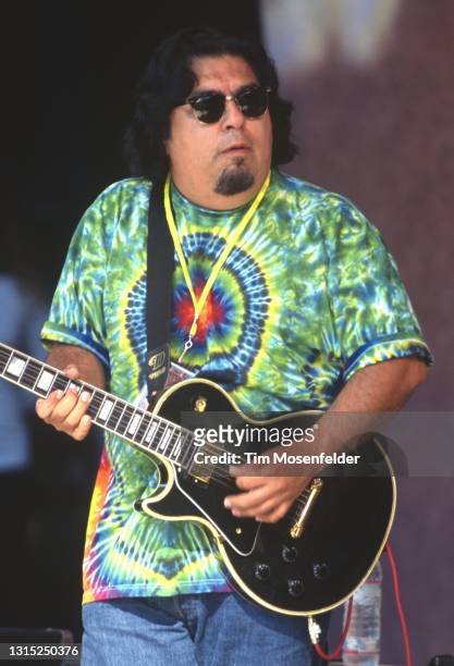 Cesar Rosas of Los Lobos performs during the Further Festival at Shoreline Amphitheatre on July 30, 1996 in Mountain View, California.