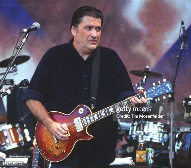 David Hidalgo of Los Lobos performs during the Further Festival at Shoreline Amphitheatre on July 30, 1996 in Mountain View, California.