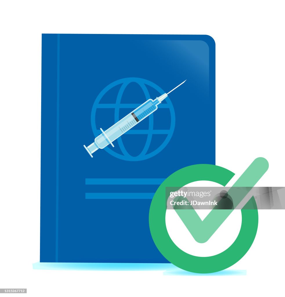 Covid-19 flu virus vaccination travel passport on white background